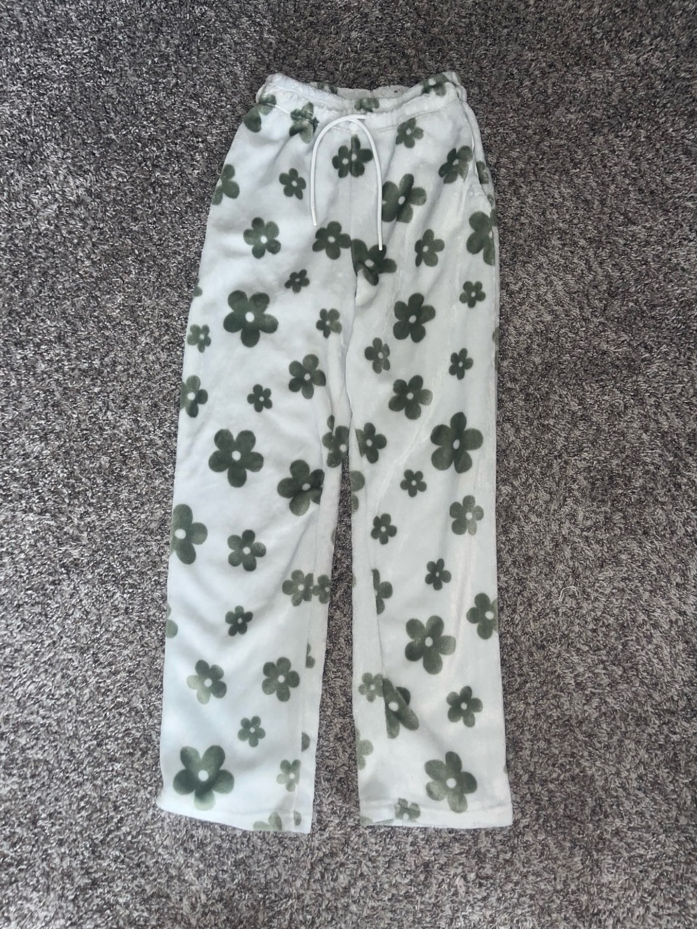 Cozy Floral Fleece Pajama Pants - Green Floral